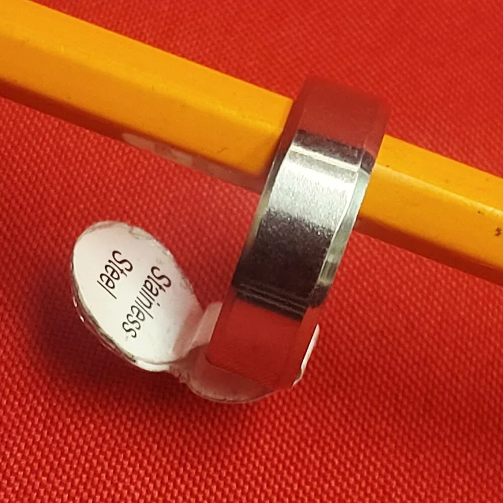 Stainless Steel Wide Band Ring Size 22 Silver Tone Unisex